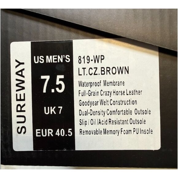 Sureway Mens Moc Toe Waterproof Work Boots Light Brown Size 7.5 NEW main image 5